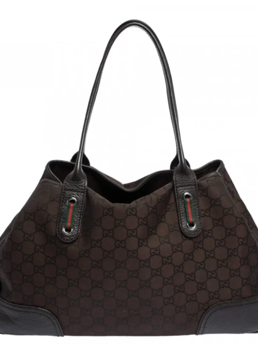 Gucci $1027 GG Canvas & Leather Princy Tote in Dark Brown